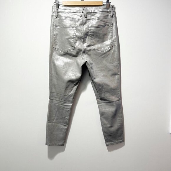 Good American Good Waist Metallic Jeans Silver 003 Size 8 Size 29 - Picture 3 of 14